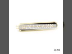  Gold Plated Black Enamel Oval Shape Slim Custom Metal Logo For Bag 