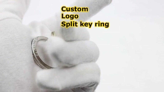 Flat Metal Split Key Ring 1 Inch - Brush Antique Brass & Clear Logo Stamping Q0113