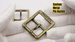 Old Fashion Style Engraved Logo Metal Pin Buckle for Leather Strap